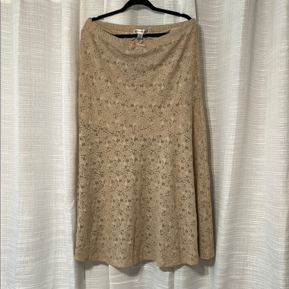 Madden Girl Tan Sequin A-Line Midi Skirt